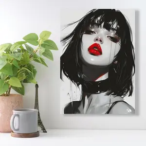 Crying Woman Pattern Canvas Wall Art, 1 Count Modern Anime Girl Art Poster, Wall Art Decor for Home Living Room Bedroom Kitchen Restaurant, Unique Artwork