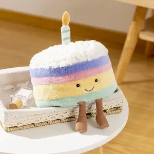 Jellycat Amuseables Rainbow Birthday Cake Plush with Jellycat Drawstring Gift Bag, Authentic Soft Stuffed Toy, Cute Birthday Gift for Kids & Adults