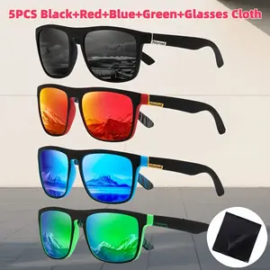 5pcs Men's & Women's Wide Frame Full Rim Mirrored Sports Fashion Glasses - UV Resistant, HD Suitable for Driving,,, Activities, Non-Prescription Glasses for &, Wide Eyewear for