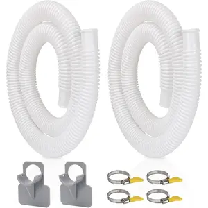 2 Pack 59 Inch 1.25" Diameter Pool Pump Hose, Replacement Filter Accessory for Above Ground Pools with 2 Clamps and 2 Pipe Holders
