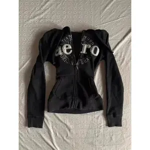 American retro jacket vintage design black hoodies women casual jacket women autumn y2k tops new grunge versatile sweatshirts