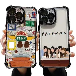 Friends Hot TV Show Plating Phone Cases For iPhone 17 16 15 14 13 12 11 Promax Pro Air Plus Anti Fall Airbag Shockproof Protective Cover Protection Smartphone Protector