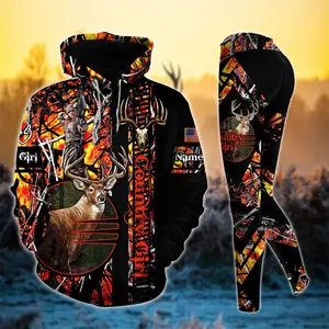 Premium Deer Hunting Skull Pattern Country Girl Personalized 3D Style 10 Combo Hoodie & Legging Set – Custom Deer Hunting Outfit for Women, Outdoor Camo Apparel Gift