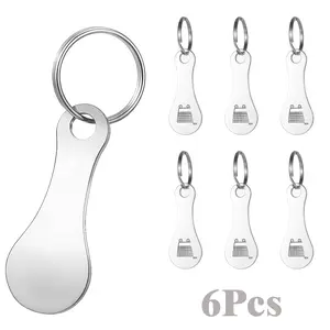 6Pcs Shopping Cart Token Keychain Coin Keychain for Supermarket Handcart Zinc Alloy Portable Tokens
