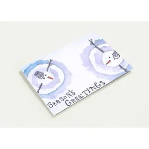Seasons Greatings Snowman Christmas Greeting Cards, Watercolor & Ink - Pack of 10 envelopes Included