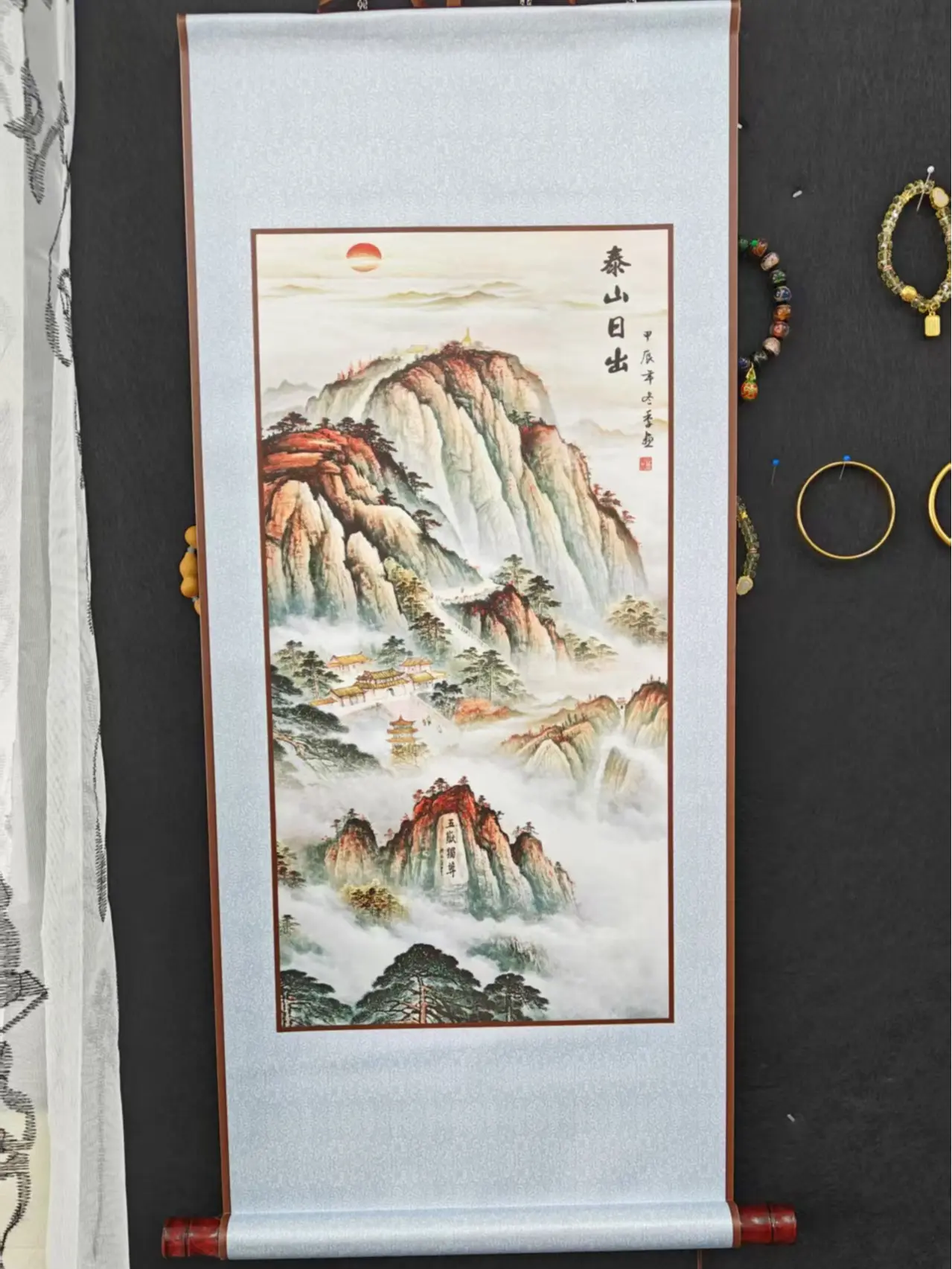 Mount Tai Sunrise Oriental Wall Art Print - DIY Painting Supplies, Artwork, Nature-Inspired Room Accessories for Aspiring Individuals