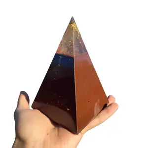Medium Red Sun Nubian Orgonite Pyramid – 8-Sided Energy Vortex Generator