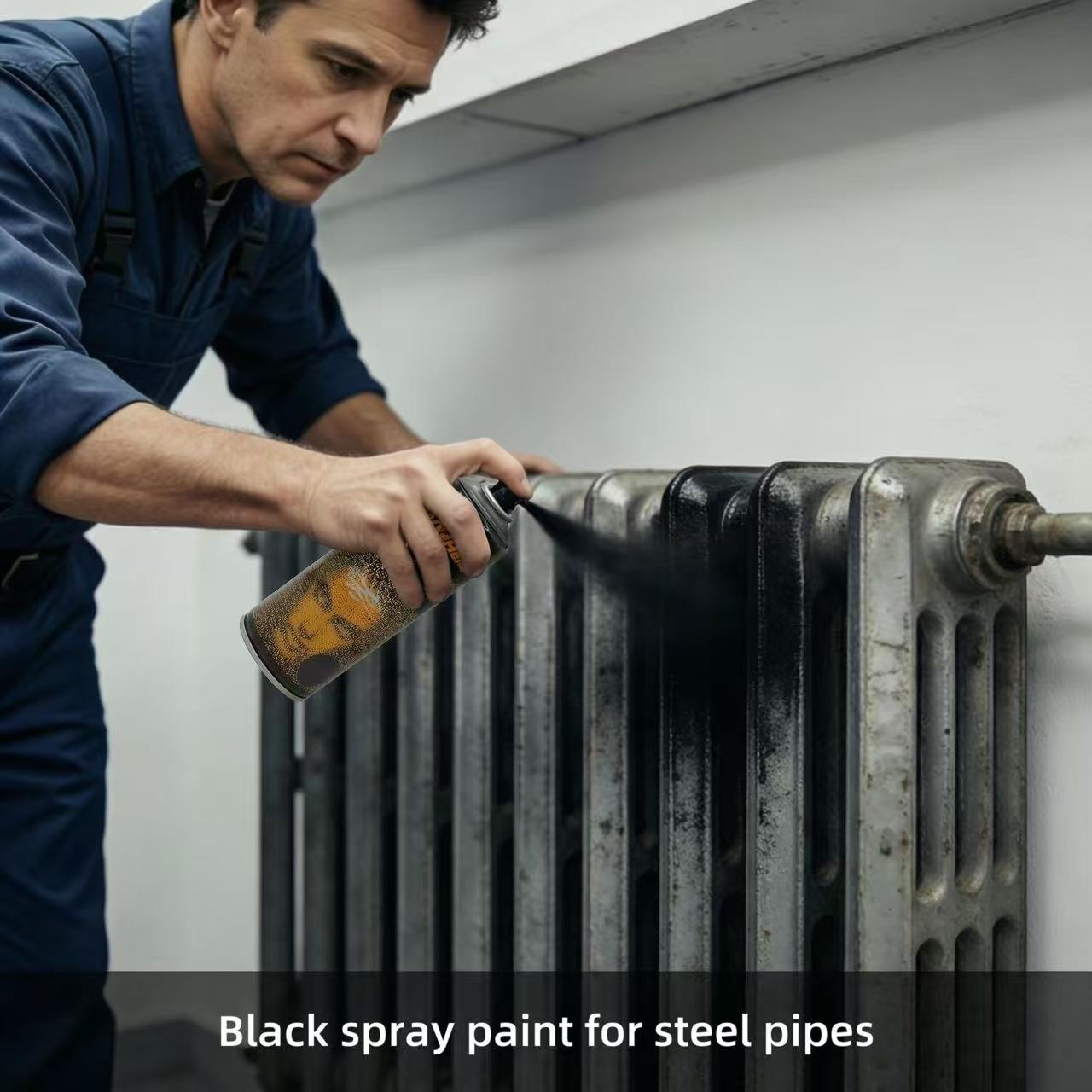 VANGHEM Pro-Grade Graffiti & Art DIY Spray Paint 13.5OZ Multi-Surface Use for Cars Furniture Waterproof UV-Resistant Finish Multiple  Black Steel Pipes Decorative