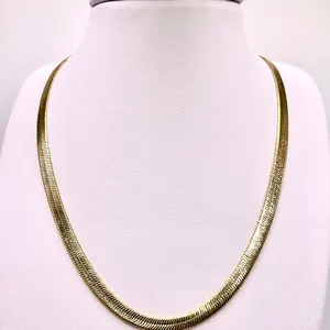 Herringbone Link Chain Yellow Gold Filled Necklace Oro laminado cadena