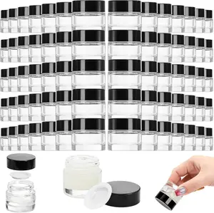 70 Pack 10ml Thick Glass Jars with Airtight Lid, Clear Round Lip Balm Container  Sample Jar for , Lotion, Cream, Makeup, Samples, Wax, Skincare, Travelling, Retail Store