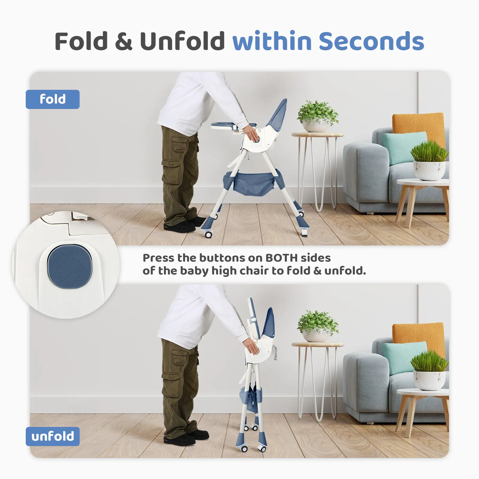 (With Wheels)High Chair For Children's,Multifunctional 3 in 1 Adjustable High Chair with Removable 3-Position Adjustable Tray, Stability Structure & 3-Point Safety Harness,Dining Room Furniture (With Wheels)High Chair For Children's,Multifunctional 3 in 1 Adjustable High Chair with Removable 3-Position Adjustable Tray, Stability Structure & 3-Point Safety Harness,Dining Room Furniture