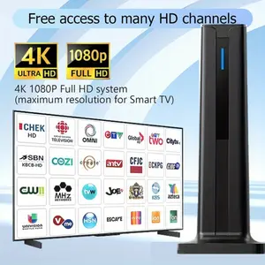 Indoor Digital Smart TV Antenna Magnetic Base, Portable HD TV Antenna Amplifier, Local Channel Signal Booster, Supports 4K 1080P VHF UHF, Suitable for All TVs