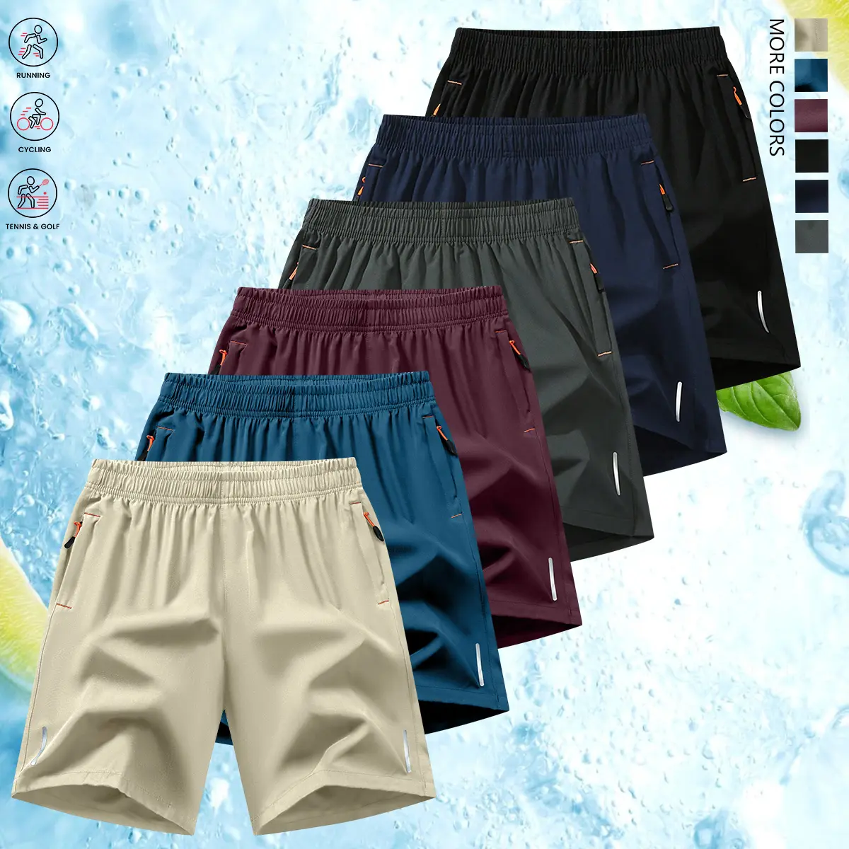 Khaki + Lake Blue + Burgundy + Dark Gray + Deep Na