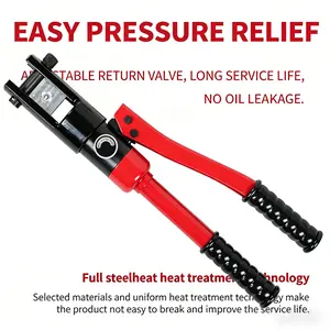 Industrial Grade 100KN Steel Hydraulic Crimping Tool with Long Handles, 16-300mm² Cable Crimper, Complete Dies, and Plastic Storage Box