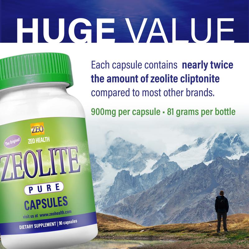 ZEO Health Zeolite Pure Capsules - Zeolite Detox Supplement - Supports Heavy Metal & Full Body Detox, Energy, Gut Health & Immunity - 94%+ Clinoptilolite Powder - Made in the USA - 90 Vegan Capsules Healthcare Fitness