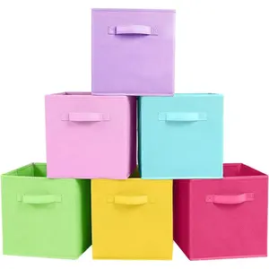Foldable Fabric Storage Cubes And Cloth Organizer Drawer For Closet And Toys, 6 Pack (6 Colors)