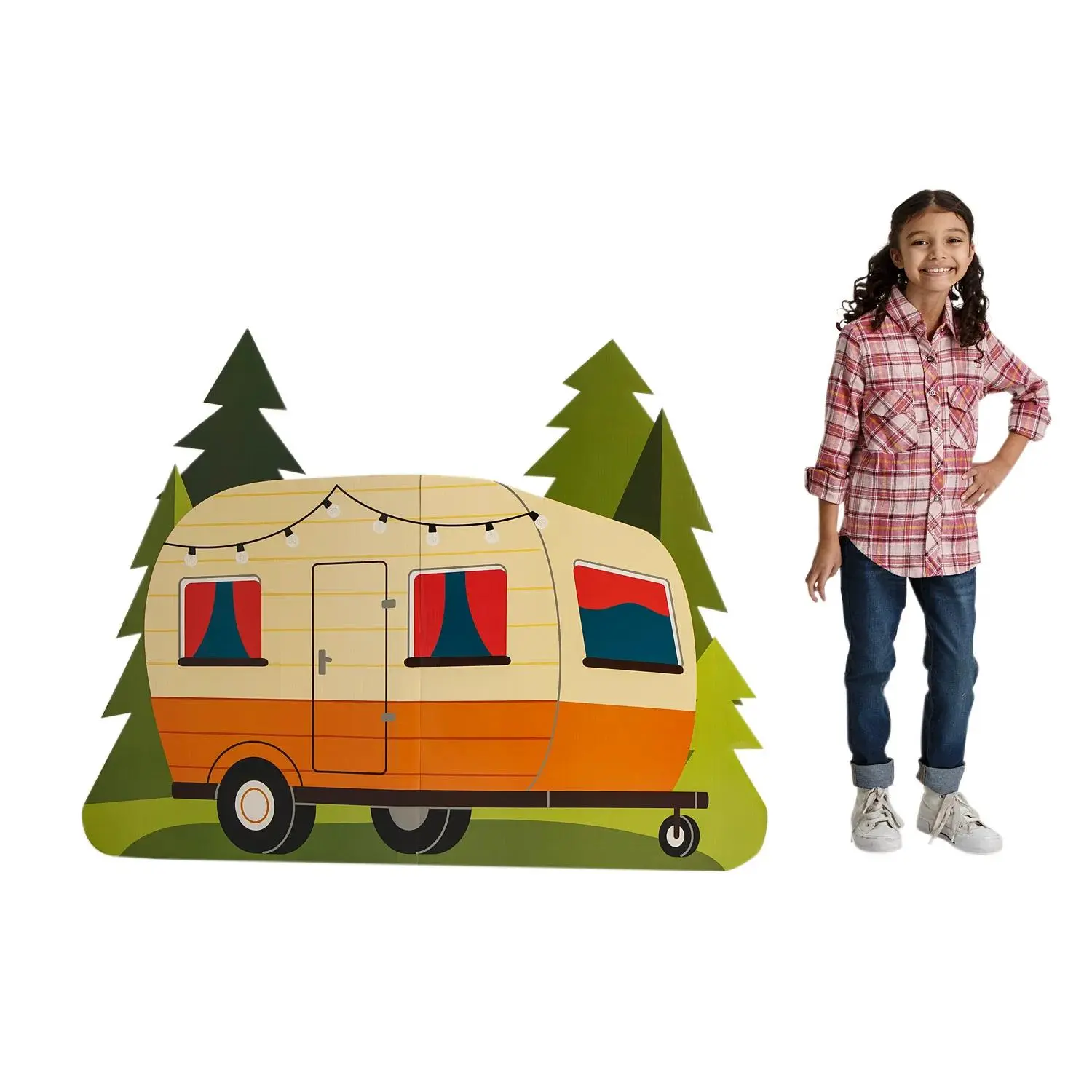 53 3/4" x 42" Camp Adventure Camper Cardboard Cutout Stand-Up