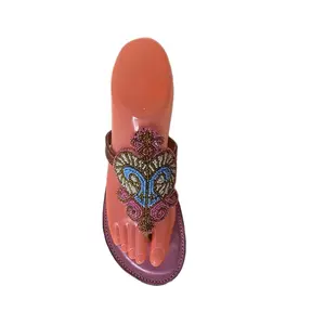 Haitien vèvè Sandal with Colorful Beaded Design and Comfortable Sole for Everyday Wear Women Girl Flat Nail
