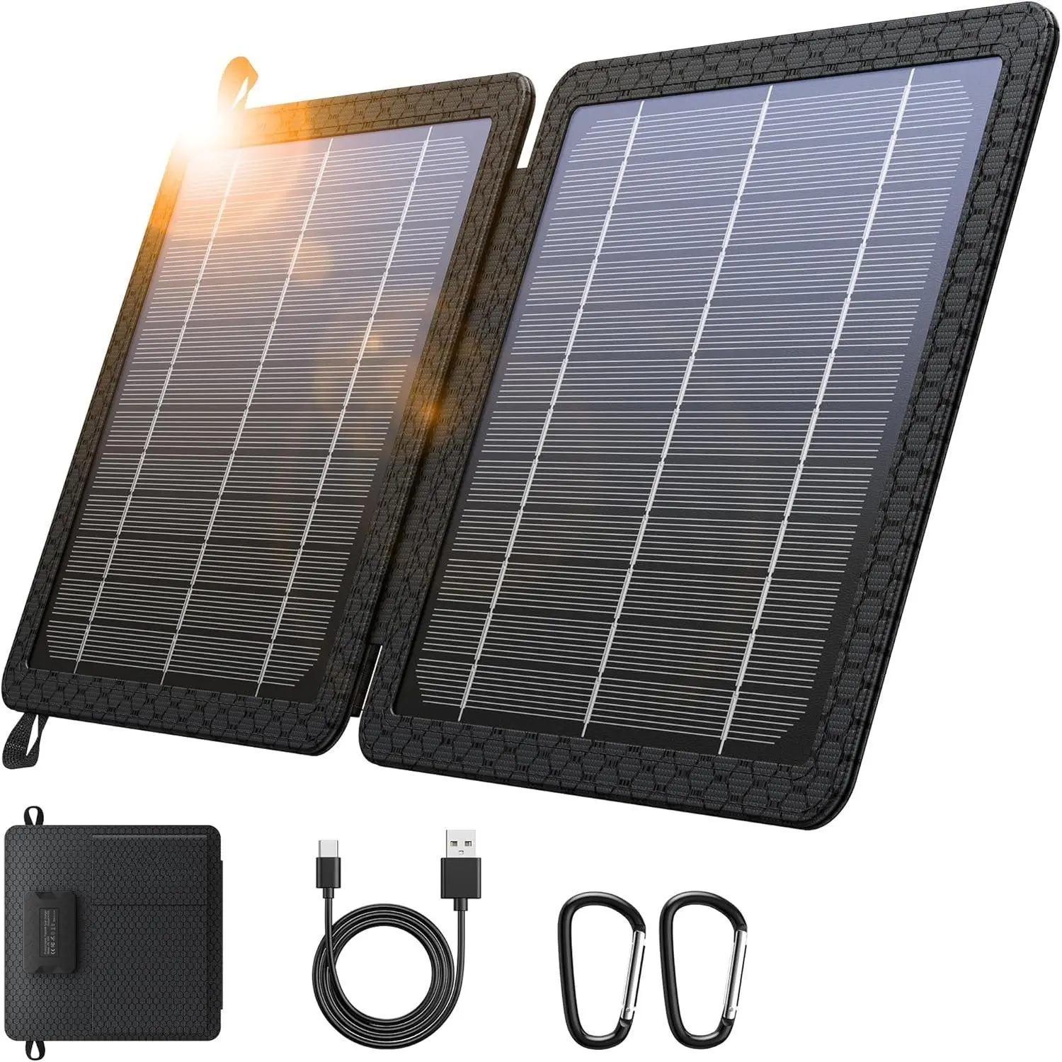 10W Portable Solar Charger with Dual USB Outputs Super Handy Foldable Size 24% High Conversion Efficiency Solar Panels,  &  & Shockproof, Wide Compatibility