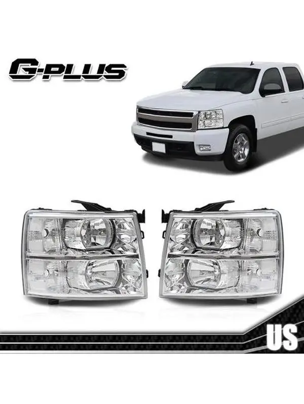 G-PLUS LED Car Lights Truck Headlight for 07-14 Chevy Silverado, with LED DRL, Amber Corner Headlamps, Led Driving Lights, Chevy Truck Accessory