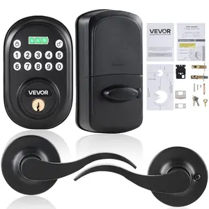 VEVOR Keyless Entry Door Lock with Handle, Electronic Keypad Entry Lever, Password and Key Unlock Combination, Auto - Locking Keypad with Deadbolt, One - time Password, for Front Door, Matte BlackVEVOR Super Brand Day