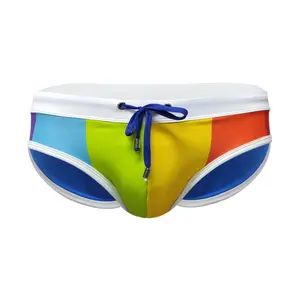 Men's Rainbow Color-Blocked Enhancing Low Rise Swimsuit
