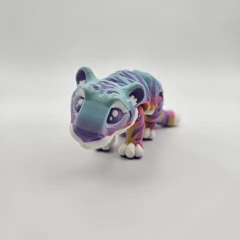Rainbow Tiger (Large) | 3D Printed Articulating Figurine Great Gift and Desk Figure