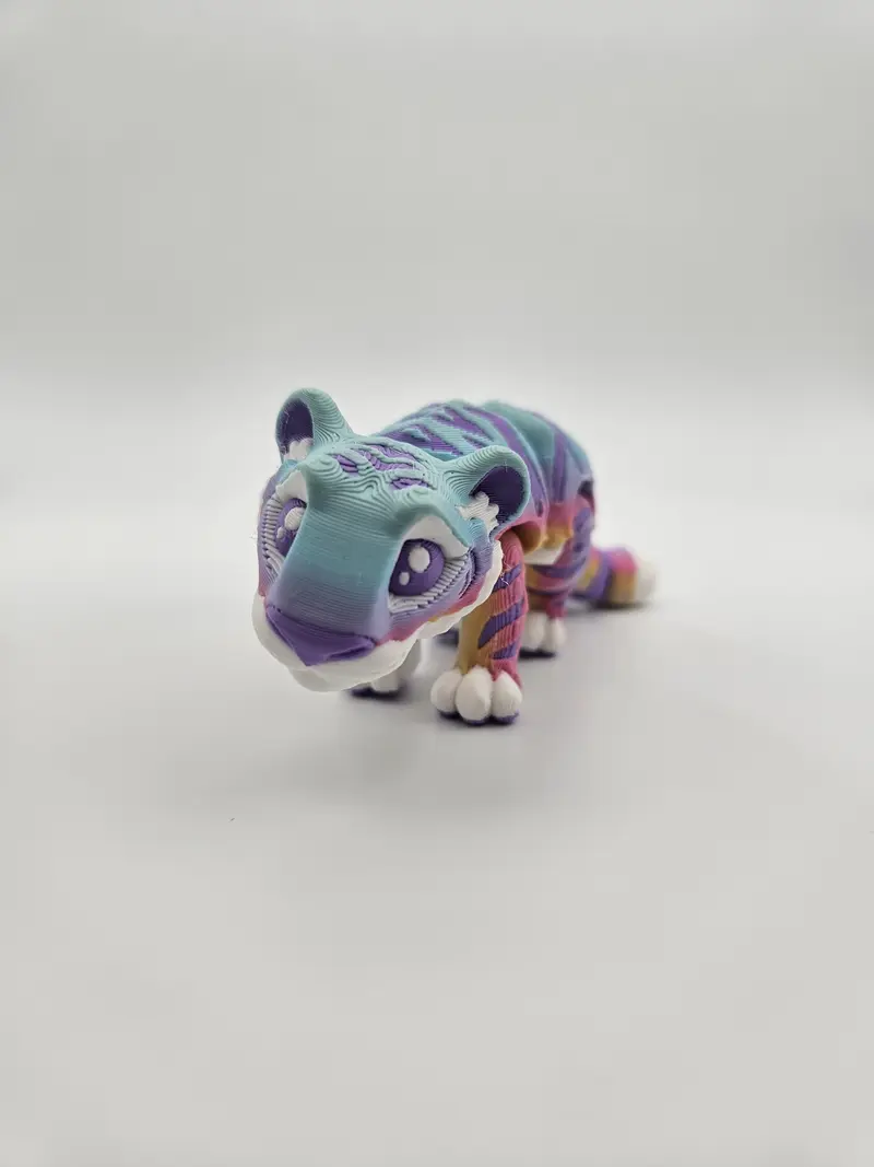 Rainbow Tiger (Large) | 3D Printed Articulating Figurine Great Gift and Desk Figure