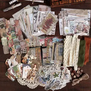 Junk Journal Series Retro Background Paper Pack, 1 Count/1 Book 160 Sheets, Vintage Junk Journal Material Kit for Creative Projects