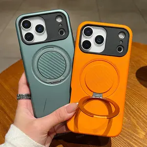 Rotating Fold Bracket Phone Case For  17 16 15 14 12 13 Pro Max Plus Air Magnetic For Magsafe Holder Military-Grade Cover