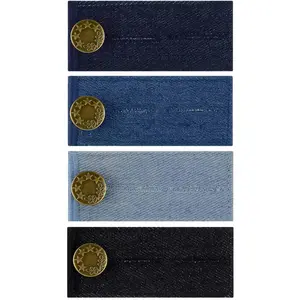 4 Pieces Denim Waist Extenders Button for Pants Jeans Trousers Skirt Adjustable Waistband Extender with Metal Button for Women Men Black Blue Dark Blue Light Blue Button Extender Set (Assorted Colors) TKYPZY