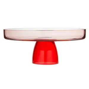 Slant P7739 9.5 in. Glass Cake Stand - Red