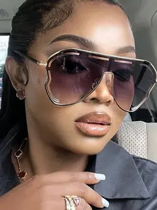 Fashionable Oversized Frame Glasses, Y2K Hollow Design, Trendy Styling Sunglasses, Perfect for Driving, Outdoor Activities, Beach Vacations, Travel