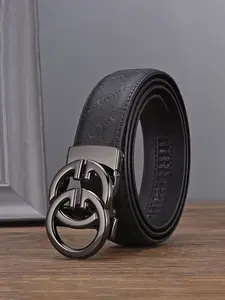 Men's Leather Belt with Automatic Buckle, Trendy Young Men's Fashion Belt, Durable and Strong G Letter Plaid Waistband