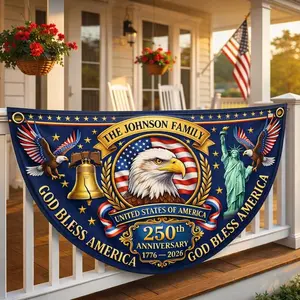 Personalized 250th Anniversary Bunting Banner, USA Semiquincentennial 1776-2026 Eagle Porch Decor, Patriotic American Flag Custom House Gift