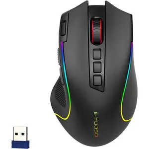 Versatile ,8000 DPI,6 RGB Backlit,USB C Rechargeable,,2.4G/BT/Wired,Rapid Fire Key,75-Hour Power Capacity,Ideal For Gaming/Office//PC /Laptop/