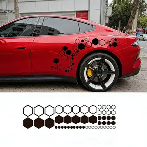 1PCS Universal Car Body Decal Sticker, Honeycomb Pattern Waistline Wrap, Easy DIY Auto Decoration, Durable Vinyl Material