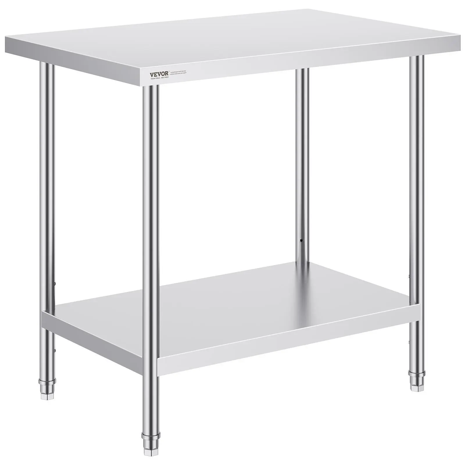 VEVOR Heavy-Duty 3-Layer Stainless Steel Prep Table, 24x36x34 in, 750 lbs Load Capacity, Universal Multifunctional Metal Worktable with Smooth Countertop & 3 Adjustable Height Levels, Commercial Use Workstation for Kitchen, Garage#BacktoSchool