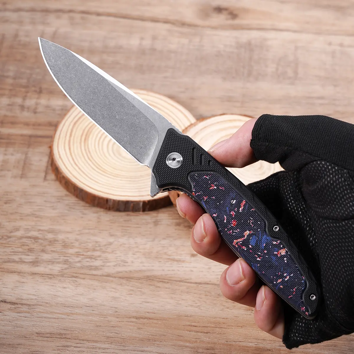 Tactical Folding Knife for Adults with G10 Fiberglass Handle, Compact EDC Survival Gear for Camping, Whittling, and Hiking with Back Clip, Fighting, Peeling, Outdoor Tasks, Tactical Look, Quick Open, Bushcrafting