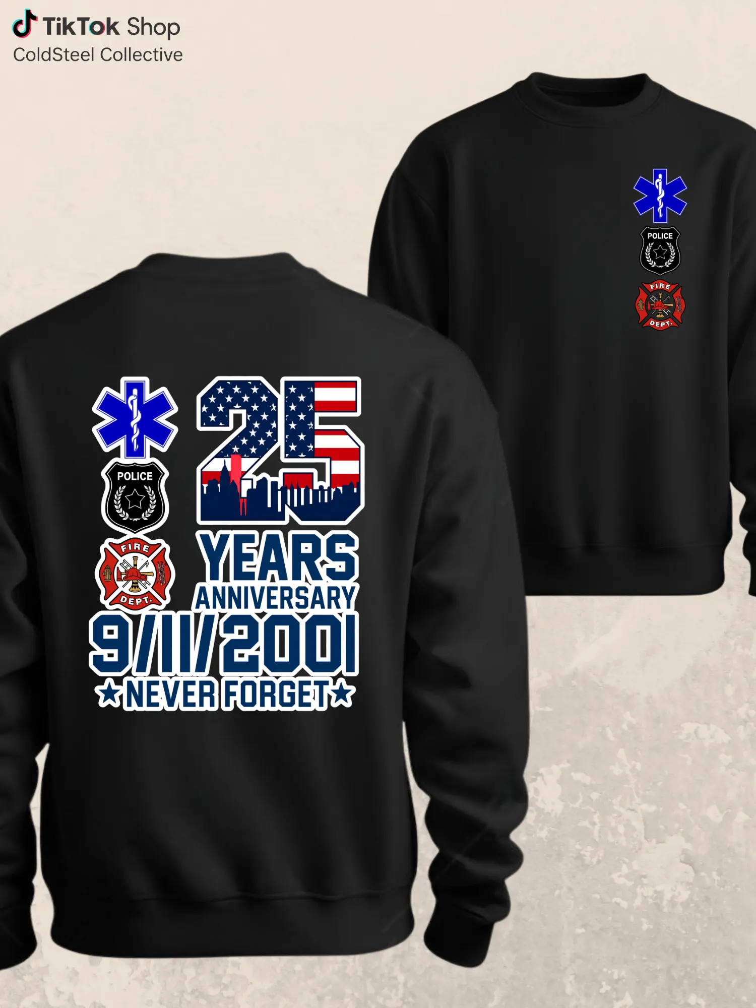25 Years Anniversary Memorial Shirt, First Responders Tribute Sweatshirt, Firefighter Police EMS Commemorative Hoodie, Patriotic American Honor Gift Apparel