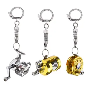 New Metal Fishing Wheel Decoration Pendant Mini Wheel With Rocking Key Chain Party Gift