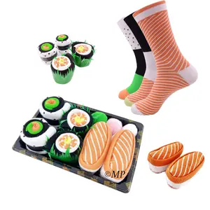Sushi Socks Gift Set in Takeout Box – 3 Pairs of Fun Novelty Food Socks for Men & Women Creative Gag Gift with Salmon Tuna & Shrimp Nigiri Prints
