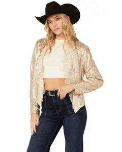 Miss Me Women's Sequins Cascade Front Jacket - Mj0540l