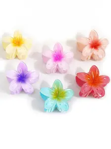 Ombre Flower Shaped Hair Claw, 6 Counts Hair Clip Set Cute Small Claw Clips for Women & Girls, Minimalist Headwear for Hairstyle Decor, Fashion Hair Accessories for Party, Daily Decor, for Fall Outfits Fall Freshness, Barrettes Flower Clip Hijab