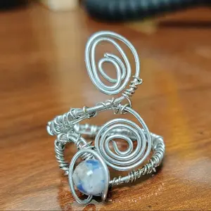 silver weaved wire wrapped ring