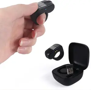 Mini Bluetooth Wireless Mouse Dual Mode Finger & Ring Touchpad Design, Rechargeable with Charging Case for PC, Laptops, Tablets & Smartphones – Ideal for Remote Control, Page Turning,Travel (Black) Multi-Functional