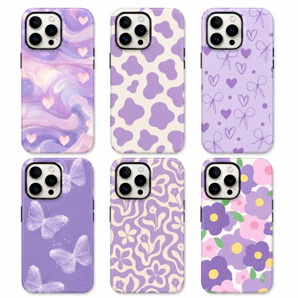 Aesthetic Purple Phone Case - Cute Pastel Purple Phone Holder Stand For Purple Lovers - Shockproof & Stylish Protective Case - Cute Gift For Her.