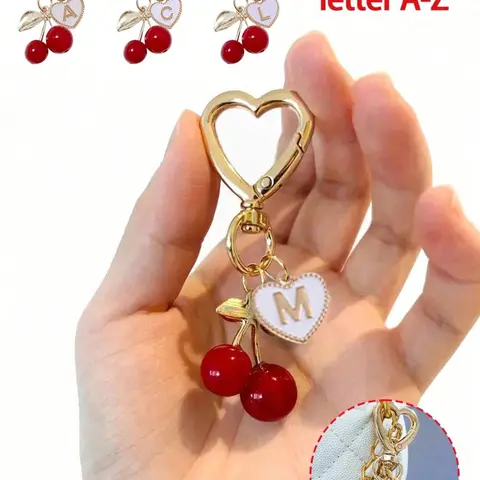 Cherry Gold Butterfly Bag Charm - Cherry Key Fashion Backpack Pendant Decoration, Keychain, Bag Alloy Pendant Letters A-Z, Headphone Pendant, Car Hanging Ornament, Decorative Hanging Charm, Bag Accessory, Christmas Gift, Thanksgiving Gift