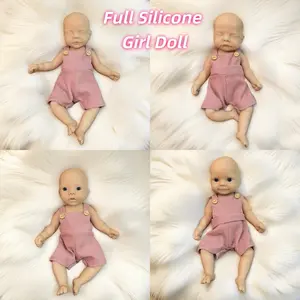 10 Inch 4 Styles Adorable Unpainted Full Body Silicone Reborn Girl Doll With Pink Clothes Handmade Waterproof Soft Touch Feelings Newborn Girl Doll For Children's Birthday Gift