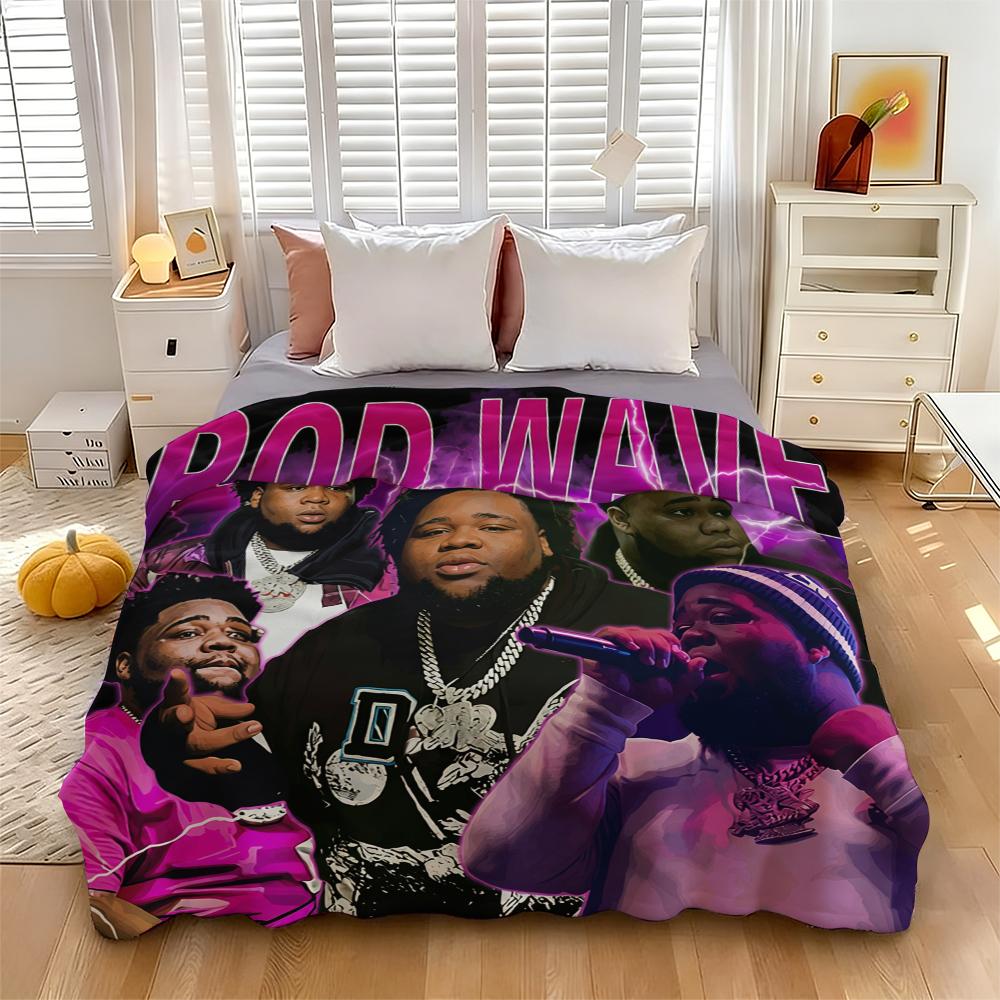 Rod Wave 90s Retro Graphic flannel Blanket | Cozy Hip Hop Throw Blanket for Rod Wave Stans Rod Wave Fans NEED This! Vintage Rap Style Cozy Blanket | Perfect for Concert Nights & Naps Cool Rap Throw Blanket for Teens, Adults & Hip Hop Fans